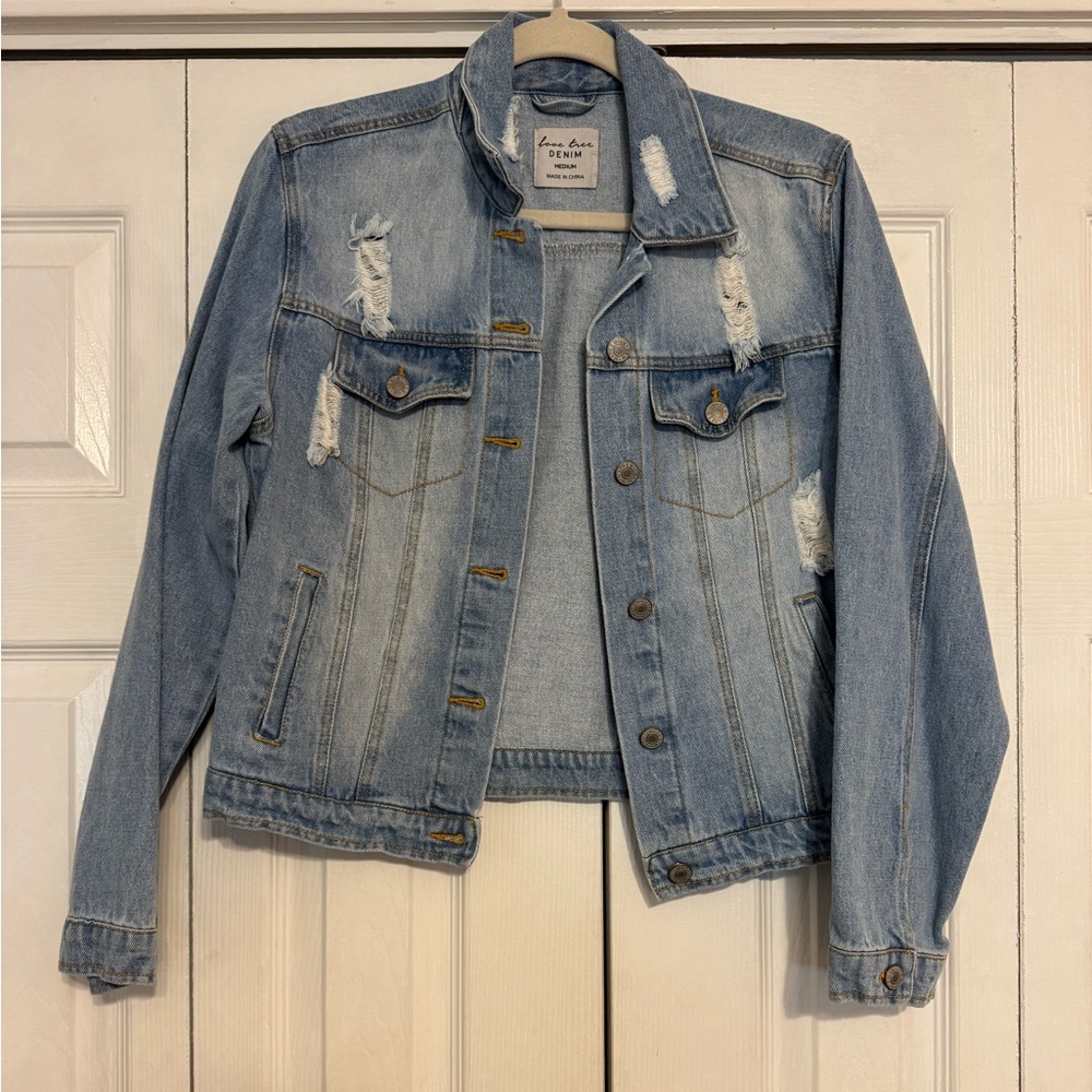 Boutique distressed denim jacket